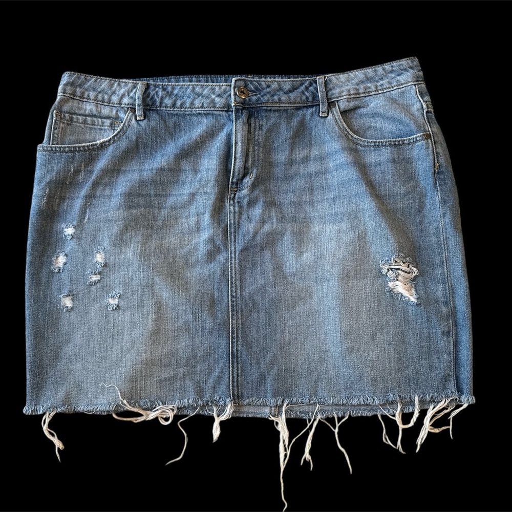 Denim Distressed Skirt